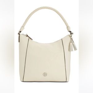 NWT GIANI BERNINI BRAID HANDLE PEBBLE HOBO BAG , IVORY